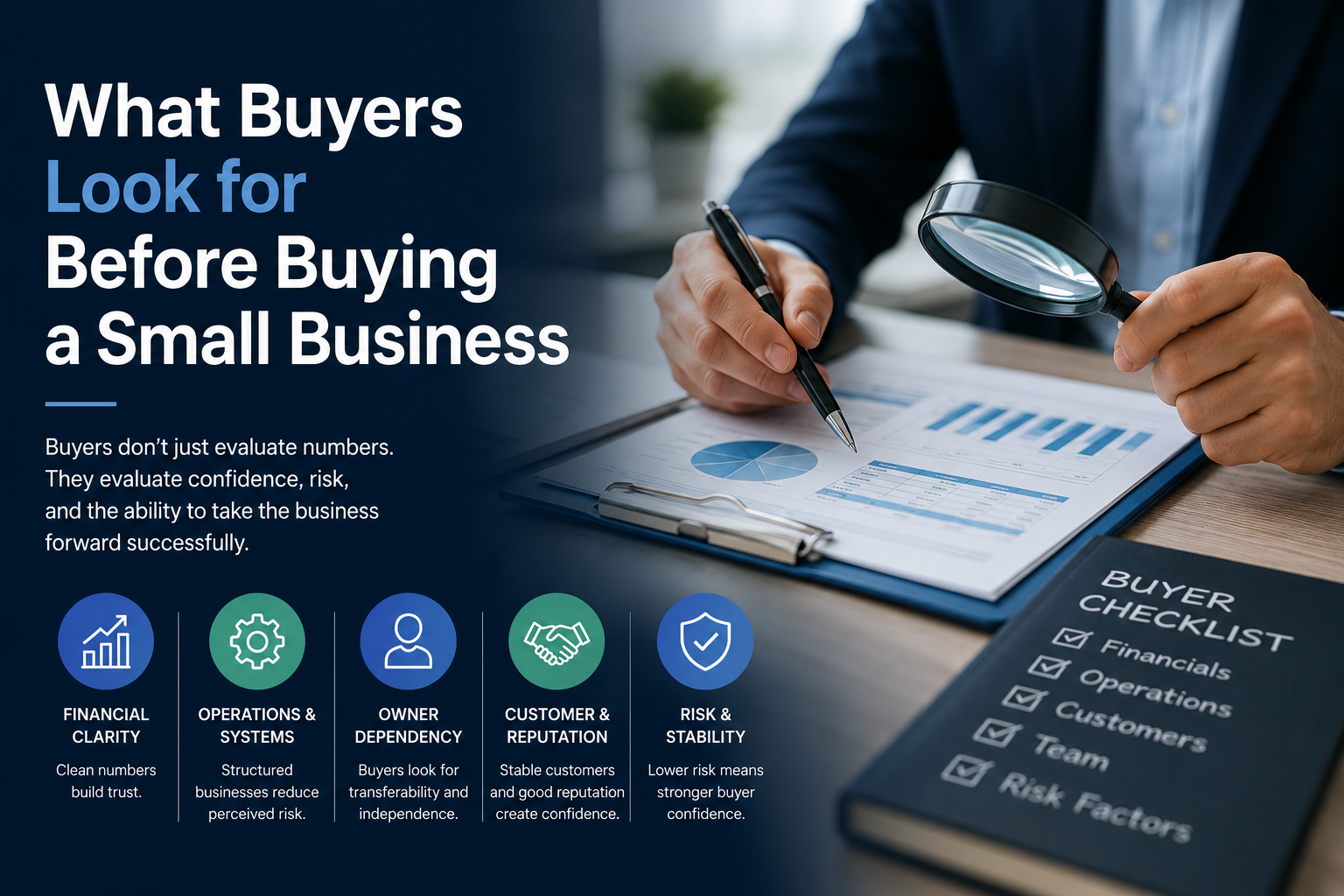 Business buyer evaluating a small business opportunity before acquisition